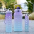 Motivational Water Bottle Set of 3 with Time Marker, Leakproof Durable Non-Toxic Sipper Water bottle for office, School Gallon Water bottle for gym. 