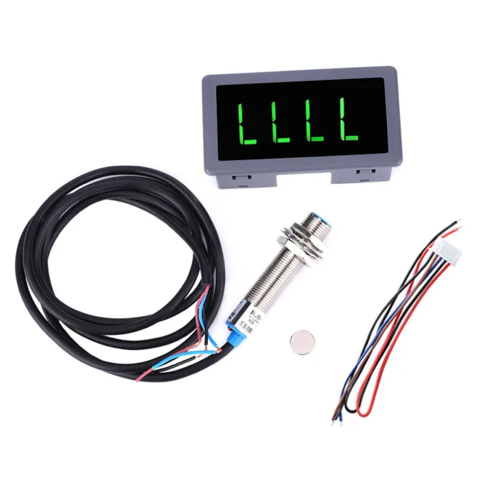 Green 4 Digit LED Motor Tachometer RPM Speed Measure Meter NPN Hall ...