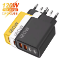 120W Multi Ports USB Charger Type C Mobile Phone Charger Adapter Fast Charging For iPhone Samsung Xiaomi EU/US Plug Wall Charger.
