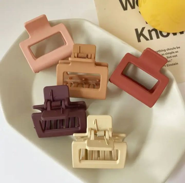 Random colours Pack of 3 Transparent Square hair claw clips for women Accessories solid colour rectangle Hair clip for girls