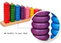 Wooden Counting Board Abacus Number Stacker - Mathematics Rainbow Ring Puzzle Montessori 10 Level Clouds Computation Beads Wood Math Toy, Math Abacus Number Learning and Counting Stacker Stacking Game Toy. 