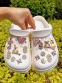 18pcs Fashionable Gold Tone Rhinestone Bear Shoe Boot Accessories Suitable For Clogs, Garden Shoes, Beach Shoes, DIY Detachable.