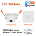 Tuya Smart Life ZigBee /Wifi MmWave Human Presence Motion Sensor 5.8G/24G With Luminance/Distance Detection For Alexa. 