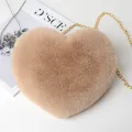 Fashion Women's Heart Shaped Handbags Cute Faux Fur Crossbody Bags  Lady Soft Plush Chain Shoulder Bag Shopper Totes. 