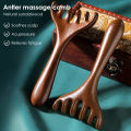 Six-Claw Head Meridian Massage Comb Anti-static Natural Wooden Wide Tooth Gua Sha Tool Scratcher Spa Promote Blood Circulation. 