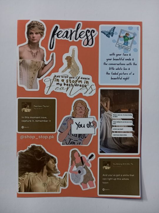 Taylor Swift Fearless Uncut sticker sheet - A6 size - 15 x 10 cm