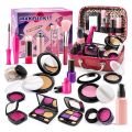 Pretend Play Makeup Kit Girls Realistic Eye Shadow Set Non-Toxic Role Play Toy with Cosmetic Bag  ONLY Models CAN NOT Use. 