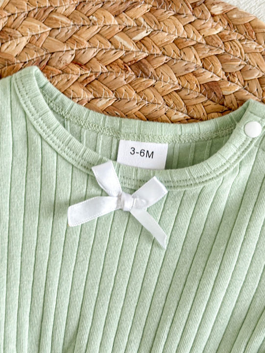 Newborn%20Baby%20Set%20Light%20Green%20Pit%20Strip%20Top+Pants%20Set%20Suitable%20for%200-9%20Months%20Female%20Baby%20Comfortable%20Casual%20Set%20Baby%20clothing%20-%20Image%203