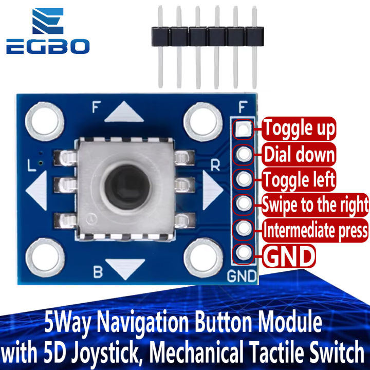 EGBO 5D Joystick & 5-Way Navigation Button Module w/Mechanical Switch for Arduino/STM32 - DIY Robotics/Game Controller Parts