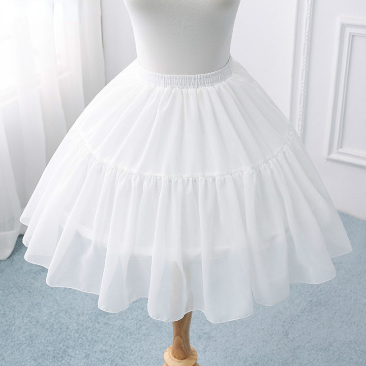 White Short Petticoats for Wedding Lolita Woman Girl Underskirt Crinoline Fluffy Pettycoat Hoop Skirt