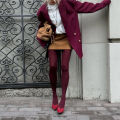 Vintage Red Women's Pantyhose Spring Autumn Super Elastic Y2k Slim Fit Candy Colored Tights Stockings for Females. 