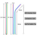 Gold Reusable Straw 304 Stainless Steel Sharp Straw Metal Drinking Straws with Cleaner Brush for Bubble Tea Smoothie Milkshake. 
