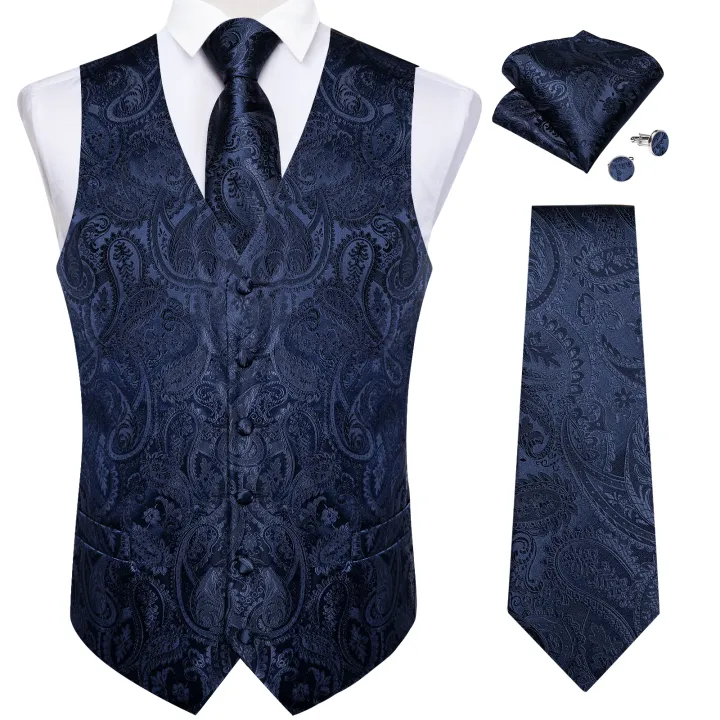 Paisley%20Men's%20Suit%20Vest%20Black%20Pink%20Red%20Wedding%20Prom%20Tuxedo%20Waistcoat%20Necktie%20Handkerchief%20Cufflink%20Sleeveless%20Jacket%20Vest%20-%20Image%206