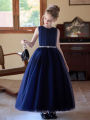 Tween Girl Elegant Romantic Royal Blue Dress Long Dress Wedding Flower Girl Pongsa Dress Birthday Party Piano Performance. 
