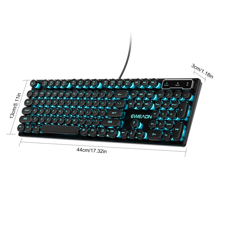 EWEADN%20Typewriter%20Gaming%20Keyboard,%20104%20Keys,%20Retro%20Punk%20Round%20Keycaps,%20Blue%20Backlight,%20USB%20Wired,%20for%20Windows%20PC/Laptop%20-%20Image%205