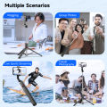 F15 Selfie Stick Tripod with Bluetooth Remote, 6-Section Extendable Pole, 360° Rotation, Fill Light Option, for Phone Vlog. 