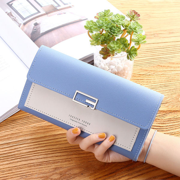 New Korean Style Women's Wallet Women's Clutch Long Wallet Buckle Multi-Card Slot Coin Purse
