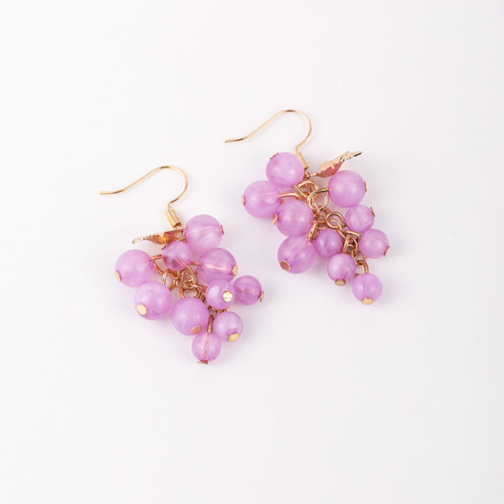 Sweet%20Summer%20Little%20Fresh%20Sweet%20Beaded%20Ear%20Hook%20Temperament%20Purple%20Grape%20Fruit%20Earrings%20Versatile%20Personality%20Ear%20Rings%20Women%20-%20Image%205