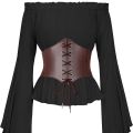 Medieval Waist Belt Brown Elastic Bind Belt Trendy Decoration Women Retro Viking Renaissance Dress Accessory For Cosplay Prop.