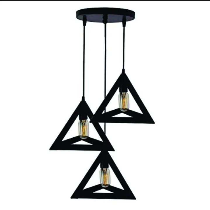 3 in 1 Triangle Shape Hanging Lamp, Ceiling Light, Ceiling Lamp, Pendant Lamp, Modern Light Fixtures for Home Lighting, Office Lighting, TV Lounge, Bed Room, Led Light, Led Bulb, Filament Bulb (BULB NOT INCLUDED)