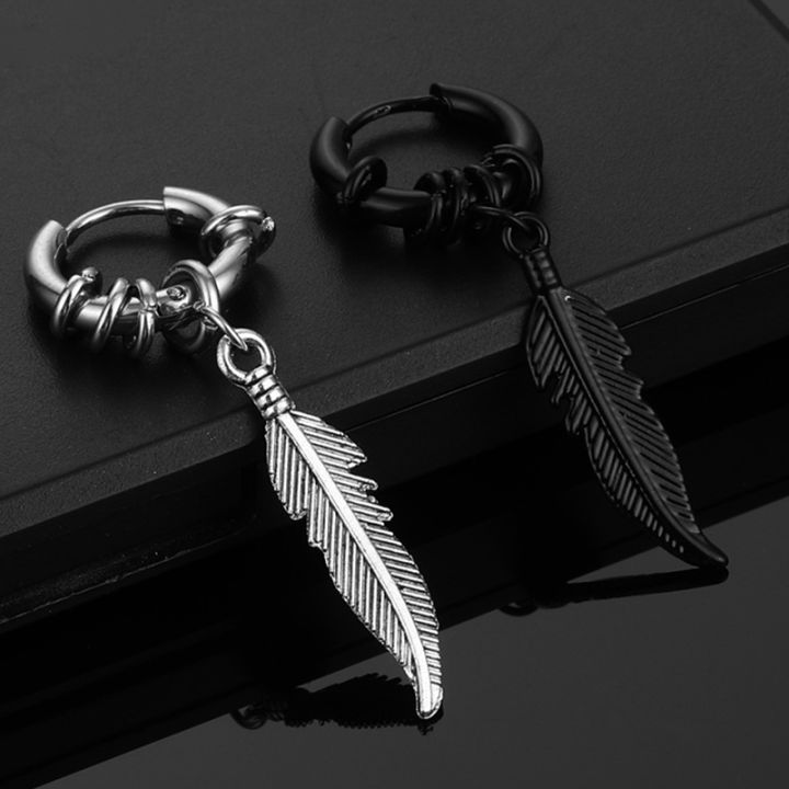 2pc%20korean%20Fashion%20Cross%20feather%20Stud%20Earrings%20Punk%20Rock%20Style%20For%20Women%20men%20High%20Quality%20Stainless%20steel%20Hiphop%20Ear%20Jewelry%20-%20Image%205