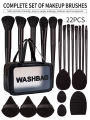 1pc Multifunctional Zipper Cosmetic Bag (Waterproof) + 21pcs/Set Makeup Tools Set. 