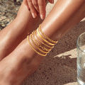 Multi-piece Set Bohemian Vacation & Simple Style Stackable Vegan Chain for Women Summer Anklet Plated 18K gold Silver hypoallerg.