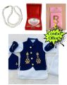 4 item Combo Pasni Set For Boy Baby , Includes Pasni Set , Pearl Chain , Silver Coated Bowl Spoon Set , Rice Feeding Banner 6 Month + (Blue Color). 