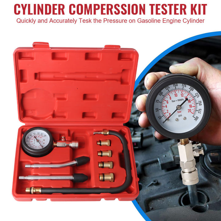 Gasoline Engine Compression Meter with M10 M12 M14 M18 Adapter Pressure ...