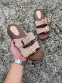 Women’s Adjustable Ankle Strap Slip-On Sandals – Comfortable Open-Toe Casual Summer Footwear. 