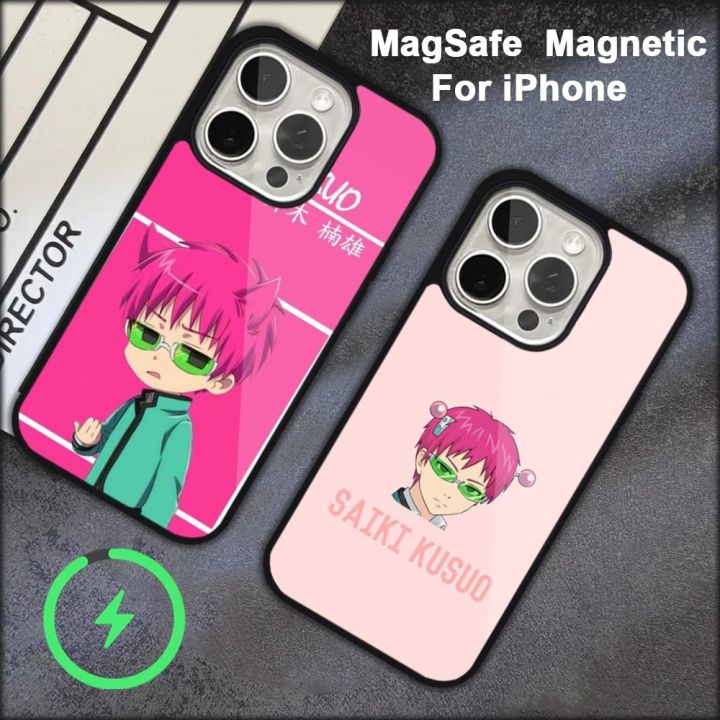 The Disastrous Life of Saiki K Saiki Kusuo Phone Case For iPhone 15 14 13 12 11 Pro Max Plus Magsafe Black Soft Cover
