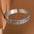 Original Retro 999 Silver Charm Embossed Engraved Six Character Mantra Bracelet for Women Solid Heart Sutra bangles Jewelry. 