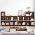 Freestanding Open Cubes Bookcase - 2-Tier Floor Standing Wooden Storage Display Cabinet Organizer with Legs for Home Office, 6-Cubes Open Shelf Low Short Bookshelf. 