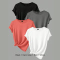 4PCS Women's Trend T-shirts Leisure Summer Tops Woman Clothing Plus Size Short Sleeve T Shirt Clothes for Women Tee Top Outfit.