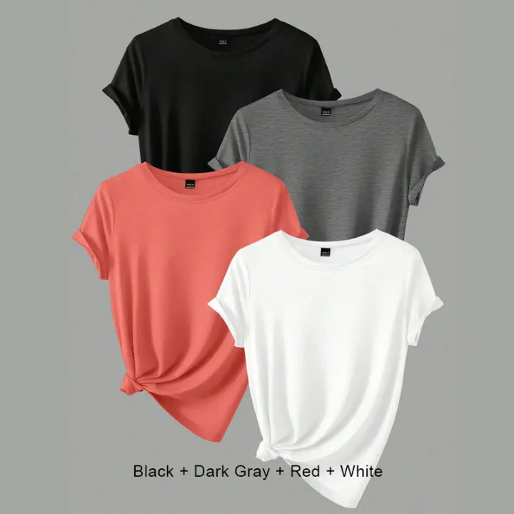 4PCS%20Women's%20Trend%20T-shirts%20Leisure%20Summer%20Tops%20Woman%20Clothing%20Plus%20Size%20Short%20Sleeve%20T%20Shirt%20Clothes%20for%20Women%20Tee%20Top%20Outfit%20-%20Image%207