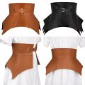 Black Brown Irregular Pu Leather Long Wide Belt Punk Style Women Fashion Autumn Winter Waistband Corset Belt.