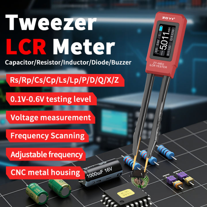 Professional SMD Tweezer Multimeter, ZOYI ZT-MD2 Auto RLC/ESR Tester ...