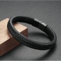 Leather Bracelet For Men With Metal Magnetic Clasp. 