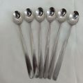 6 pcs stainless steel long hundle pickling spoon silver colour  8 inch long. 