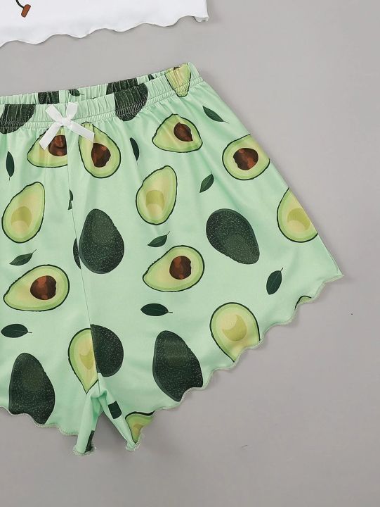 Avocado%20Print%20Camisole%20with%20Shorts%20Set%20Sleepwear%20Women%20Summer%20Pajamas%20Casual%20%20Lingerie%20Nightie%20Homewear%20Underwear%20-%20Image%203