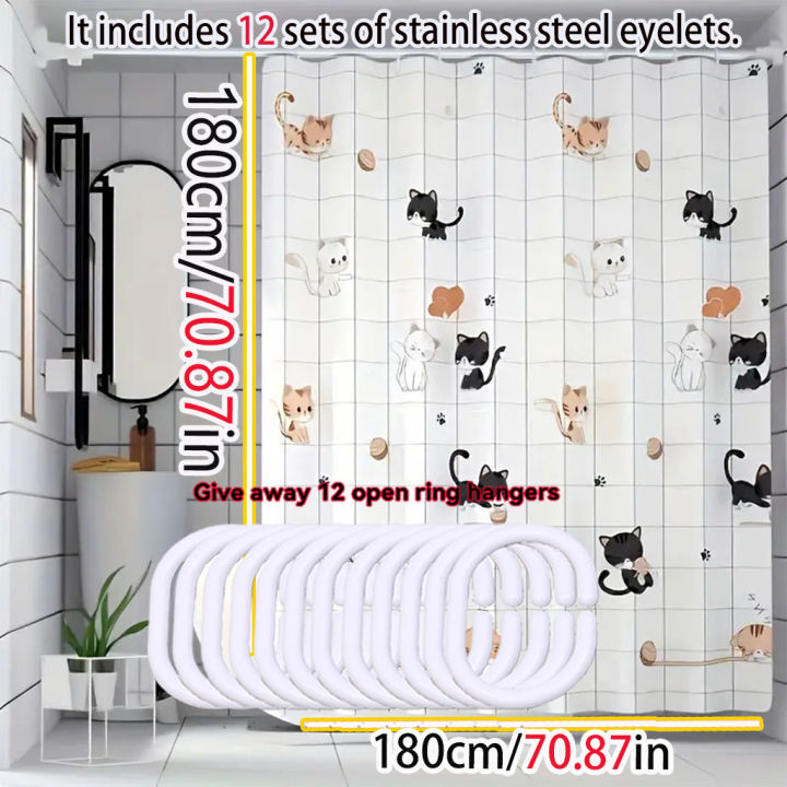 Simple%20cartoon%20naughty%20cat%20shower%20curtain%20Bathroom%20shower%20curtain%20easy%20to%20clean%20and%20scrub%20PEVA%20waterproof%20material%20light%20opaque%20-%20Image%205