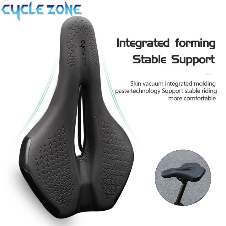 Bicycle Saddle Shockproof Hollow Breathable Cycling Seat PU Non-Slip Leather Cushion Lightweight MTB Road Bike Saddle Accessoriy