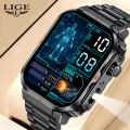 LIGE Smart Watch For Android iOS Men IP68 Waterproof Outdoor Sport Tracker LED Flashlight Bluetooth Call Man Smartwatch.