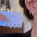 4Pcs/set Stainless Steel Aesthetic Zircon Crystal Hoop Earrings for Women Egirl New Y2K Cool Daily Wear Jewelry Accessories. 