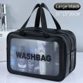 Dry-wet separation double transparent PU makeup bag portable washing bag cosmetic storage bag travel fitness swimming essentials. 
