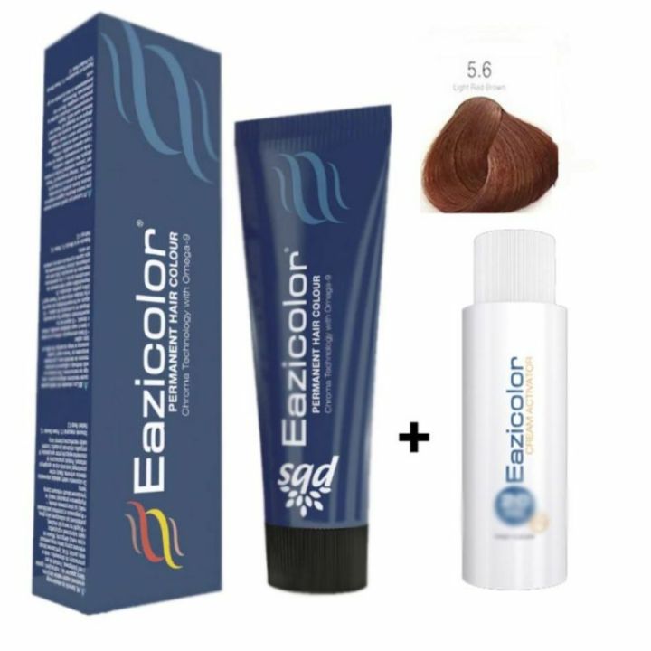 Eazicolor Professional Hair Color Tube And developer Color Shade 5.6 Light red brown- 60 ml Excellent Quality