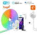 RGB LED Neon Sign Light Strip 12V DIY Pir Motion Sensor Switch Wifi Tuya Smart Home Decor APP Dimmable Flexible Tape Silicone-Q. 