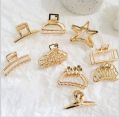 6pcs Korean Minimalist Style Gold Color Hair Catch Clips Women Hair Accessories Metal Hair Catchers. 