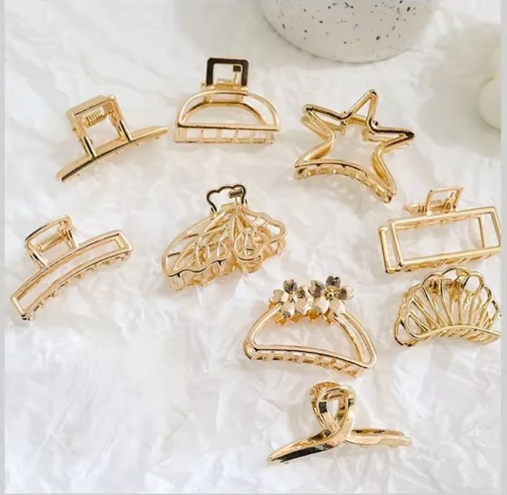 6pcs%20Korean%20Minimalist%20Style%20Gold%20Color%20Hair%20Catch%20Clips%20Women%20Hair%20Accessories%20Metal%20Hair%20Catchers%20-%20Image%204