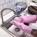 Silicone Dish Washing Kitchen Hand Gloves 1 pairs (2 pcs). 